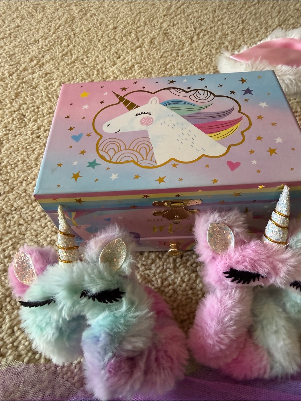 Unicorn Dress Up Accessory Lot Jewelry Box Headbands, Scrunchies Fairy Costume